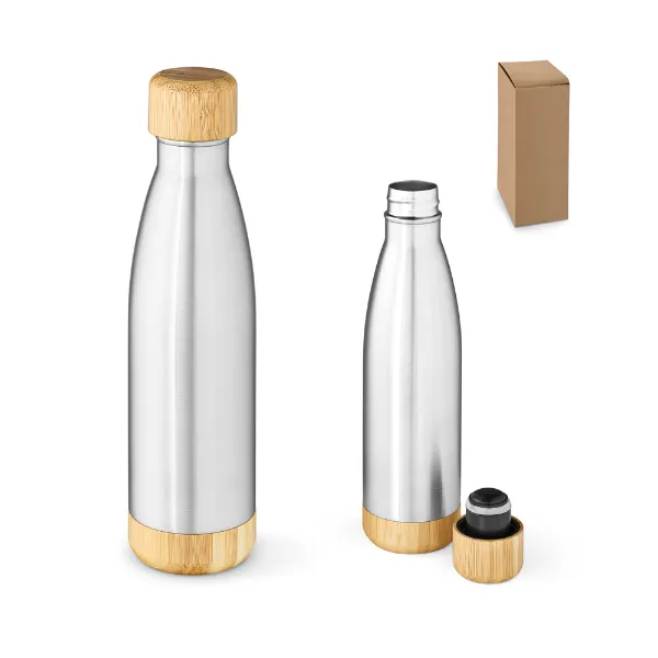 Garrafa personalizada em aço inox reciclado tampa em bambu 800 ml Garrafa personalizada em aço inox reciclado tampa em bambu 800 ml